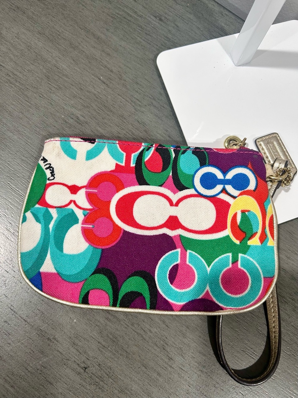 Coach Multicolor Signature Pop Wristlet with Gold Hardware - Picture 3 of 6
